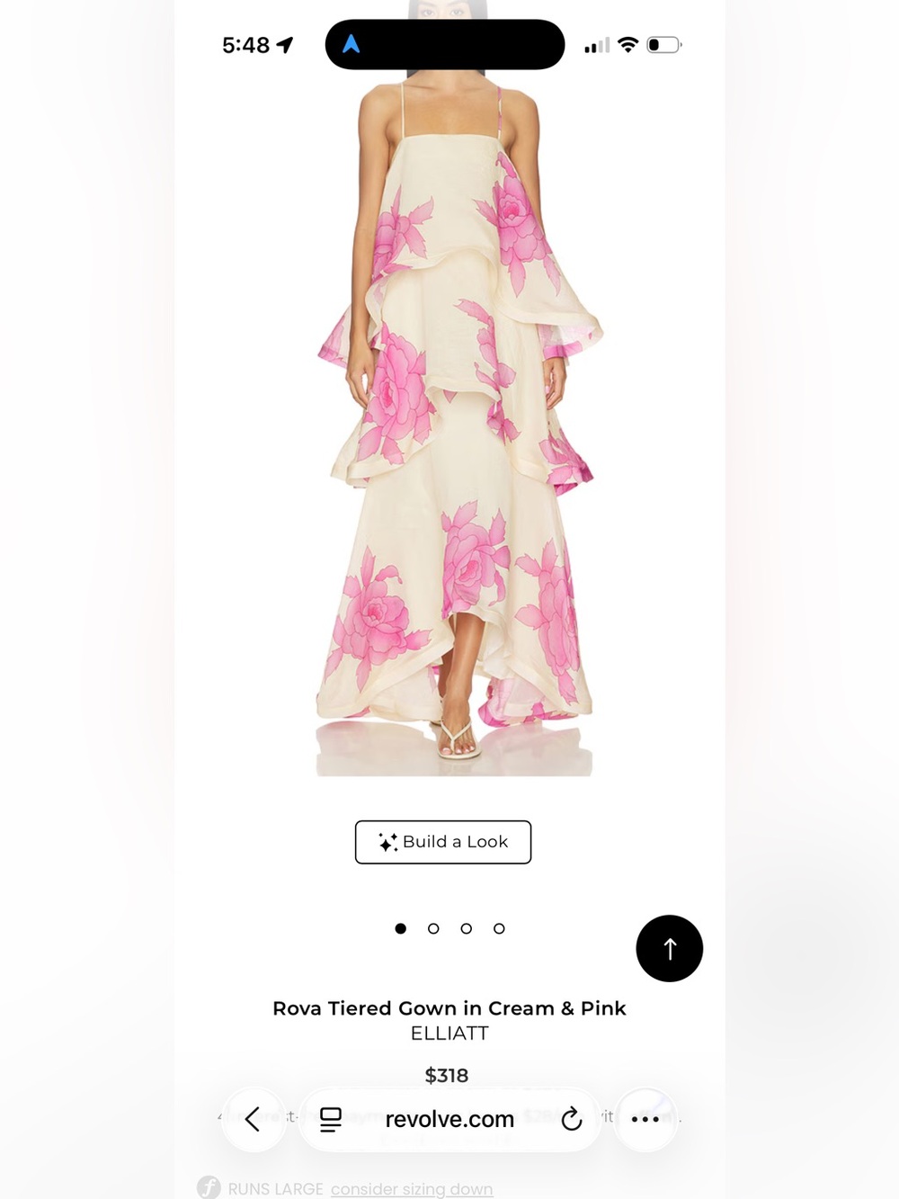 ELLIATT Rova Tiered Gown in Cream and Pink Size Small